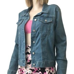 CALVIN Klein Jeans Medium Wash Denim Jean Trucker Jacket Branded Metal Buttons